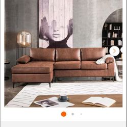 Allwex Magic 98 in. Square Arm 3-Piece Fabric L-Shaped Sectional Sofa in Dark Brown with Chaise