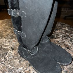 Ladies Womens sz 7 BareTraps Ayden black suede high snow boots 