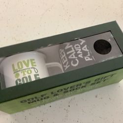 Golf Lover’s Gift Mug & Sock Set Crew Socks Men’s 10-13 - New in a Box