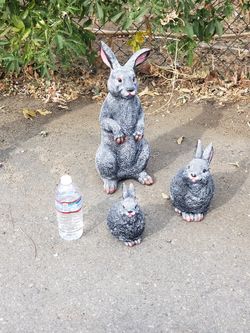 Dont delete pottery statues garden decor Nice bunny rabbits