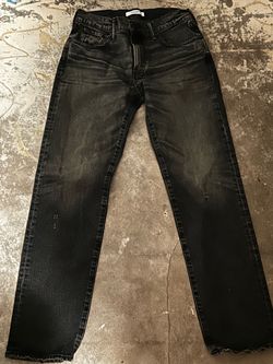 Black Faded Straight Leg Denim Jeans