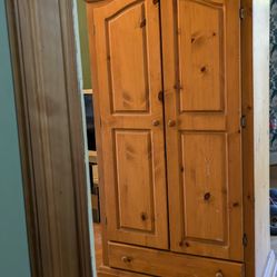 Wood Closet Armoire Wardrobe Hutch TV Cabinet 