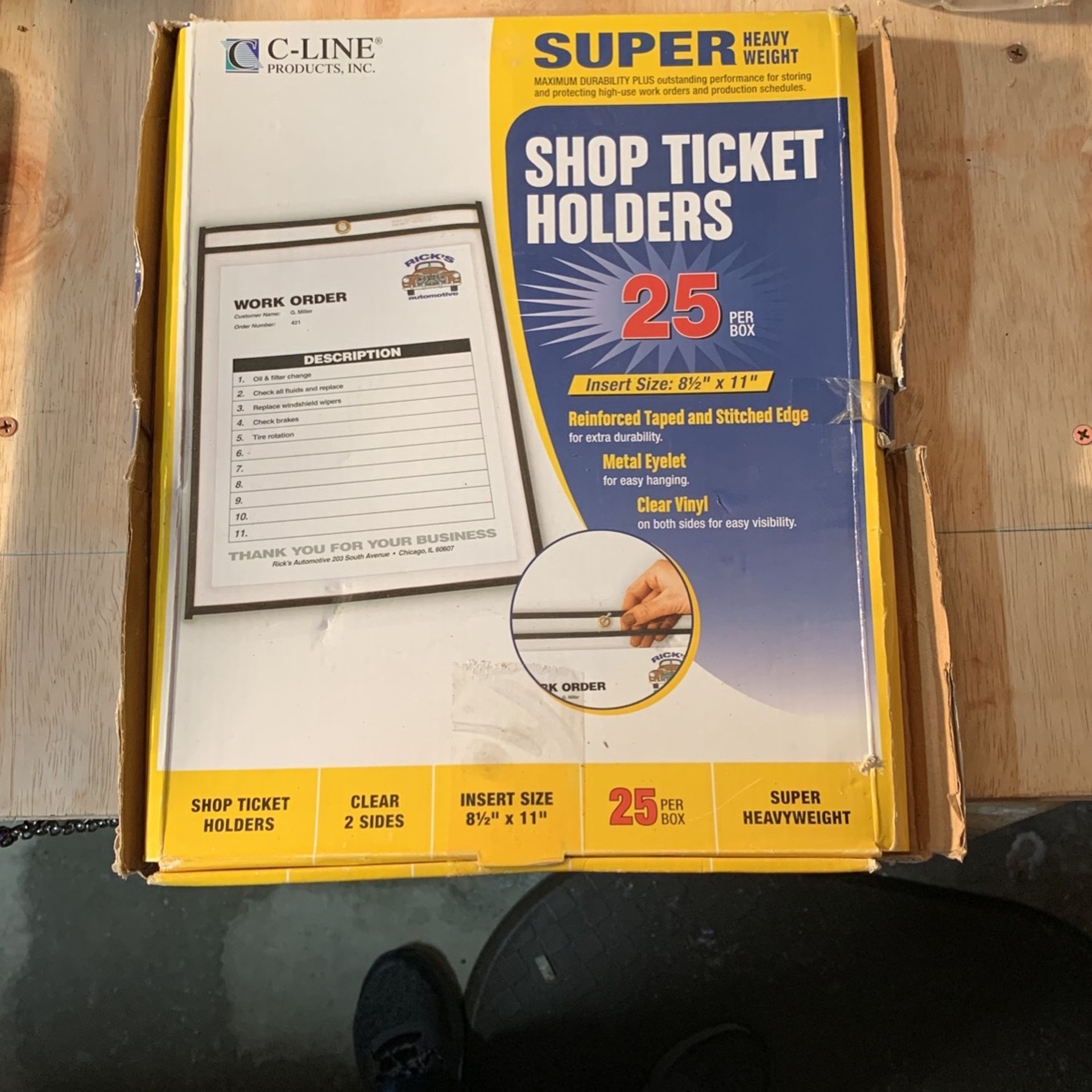 C-Line Stitched Shop Ticket Holders, Both Sides Clear, 8.5 x 11 Inches, 25 per Box (46911)