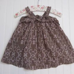 Baby Gap Girls 12-18 Month Brown/Purple Floral Summer Dress Ruffles