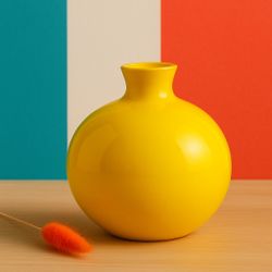 Gorgeous Designs China Y2K Modern Yellow Glass Globe Vase, 5x6.5”