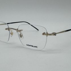 MONTBLANC RECTANGULAR GOLDEN RIMLESS EYEGLASSES MB0130O NEW 100% GENUINE RP $565