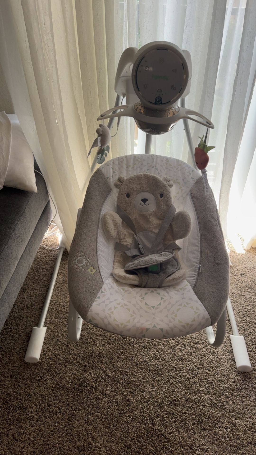 Ingenuity InLighten Soothing Swing & Rocker - Vibrating Swivel Infant Seat, Soothing Sounds, Lights