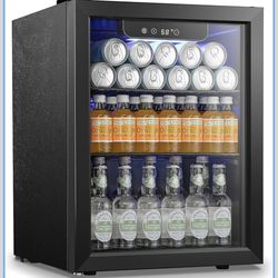 Antarctic Star Beverage Refrigerator Cooler 68 Can, Mini Fridge with Glass Door for Beer Drinks Wine,Freestanding Small Fridge with Electronic Tempera