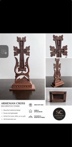 Armenian Cross Decorative Stand | 3D Printed | Handmade Christian Home Décor