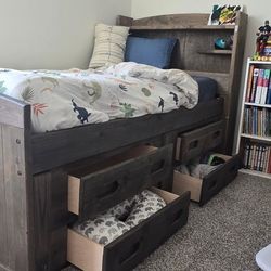 Kids Twin Wooden Bed Frame