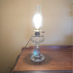 Vintage Glass Heart Hurricane Electric Lamp With Globe