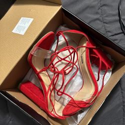 Red Lace Up Heels 