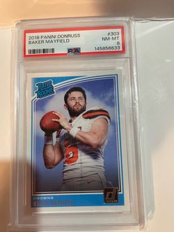 2018 Panini Donruss Baker Mayfield Rated Rookie PSA 8