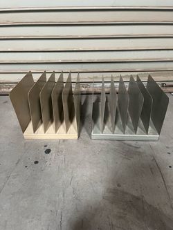 Vintage Industrial Metal Desk File Organizers / Mail Sorters (Set of 2)