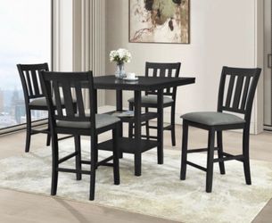 BLACK 42x42 COUNTER HEIGHT DINING TABLE WITH CHAIRS