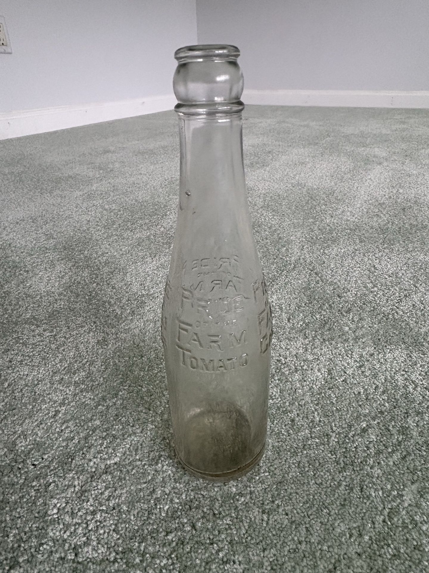1946 vintage pride of the farm tomato catsup bottle inbossed glass Owens Illinois
