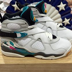 Jordan Retro 8; South Beach; Boy Size 6Y; Women’s Size 7.5