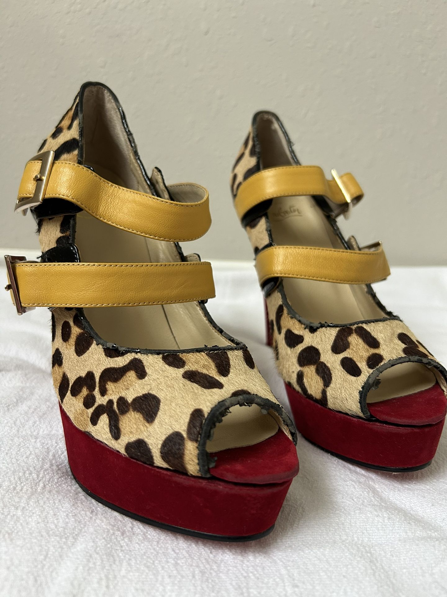 Christian Louboutin Black Leopard Heel Pump 39