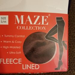 Women's Maze Collection Fleece Lined Leggings Tummy Control Size S/M