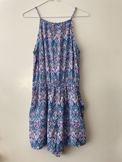 Sleeveless tribal print halter romper size 10
