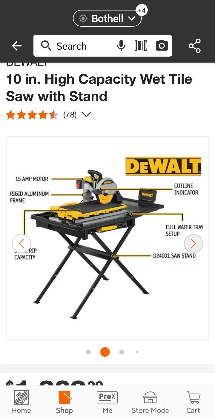DEWALT
10 in. High Capacity Wet Tile Saw with Stand