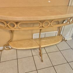 Large Iron And Granite Console Table 