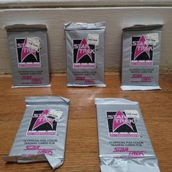 Star Trek 1991 25th Anniversary The Next Generation Sealed Packs 5 Altogether. 