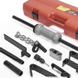 XtremepowerUS 13-Pieces Automotive Dent Puller Auto Body Frame 10-Pound Sliding Hammer Repair Frame Set w/ Case