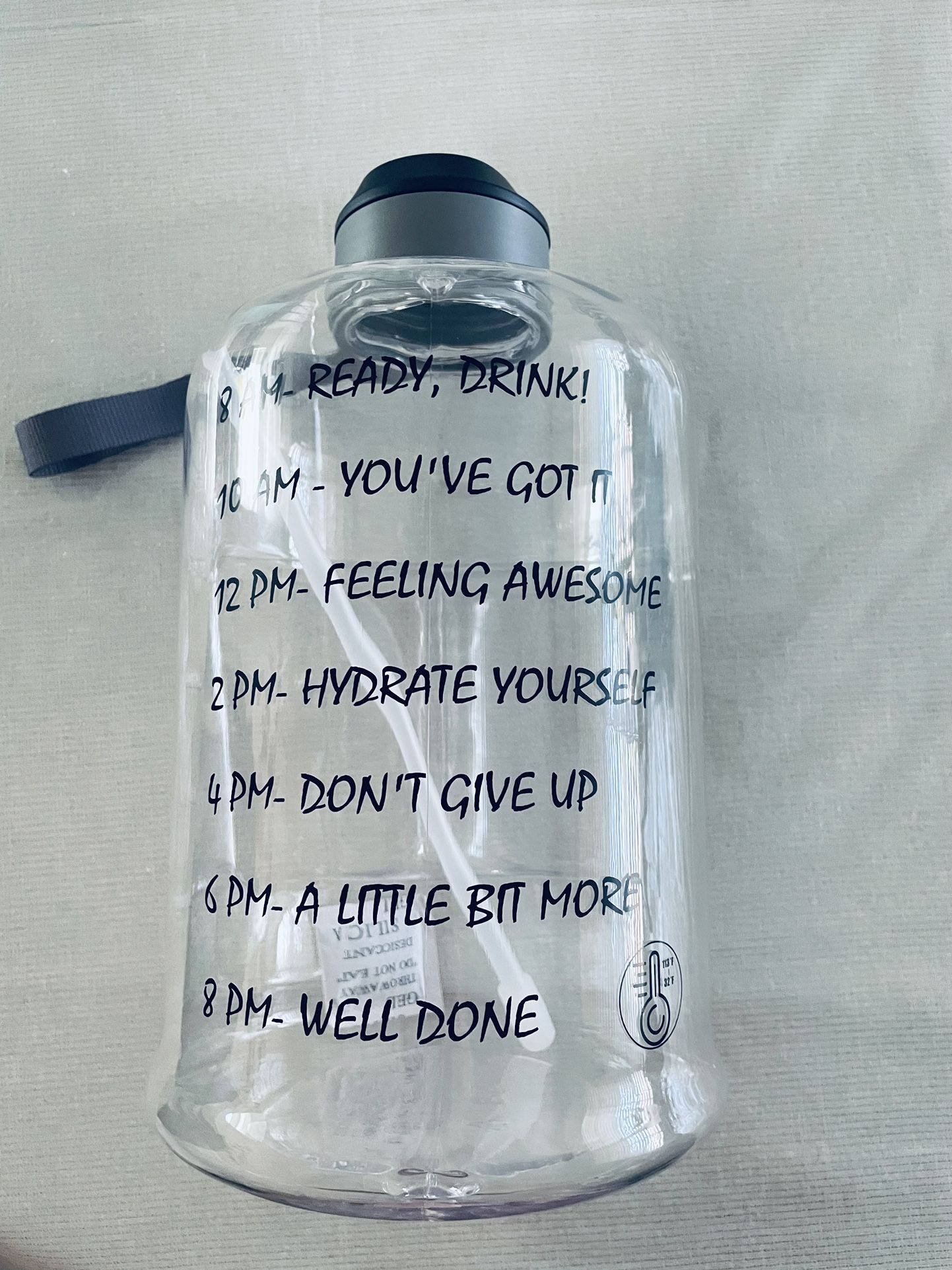Water Bottle With Time Marker, Straw, Big