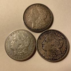 Morgan Dollars 1921 P , 1921 D , 1921 S