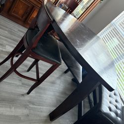 Dining Table Set (Table + Bench + 2 Chairs) – Dark Wood – $170