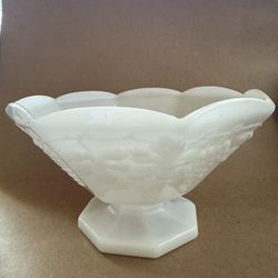 Vintage Anchor Hocking White Milk Glass Footed Bowl