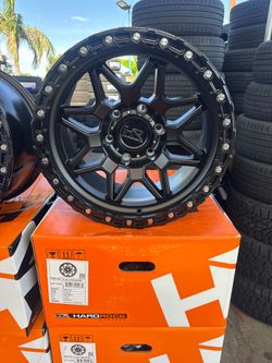 NEW RIMS 17 inch HARDROCK 17x9 offset 1 6x139.7 MATTE BLACK-BLACK B/L