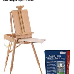 U.S. Art Supply Large Beechwood French Easel, Adjustable Plein Air Easels Sketchbox