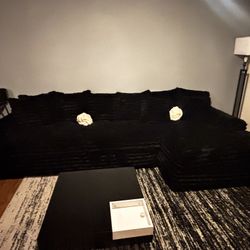 Black Viral Fluffy 2 Piece Sectional