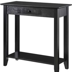 American Heritage 32 in. Black Standard Rectangle Wood Console Table with Drawer