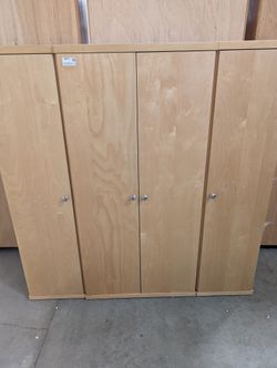 Natural Wood Storage Cabinets Set