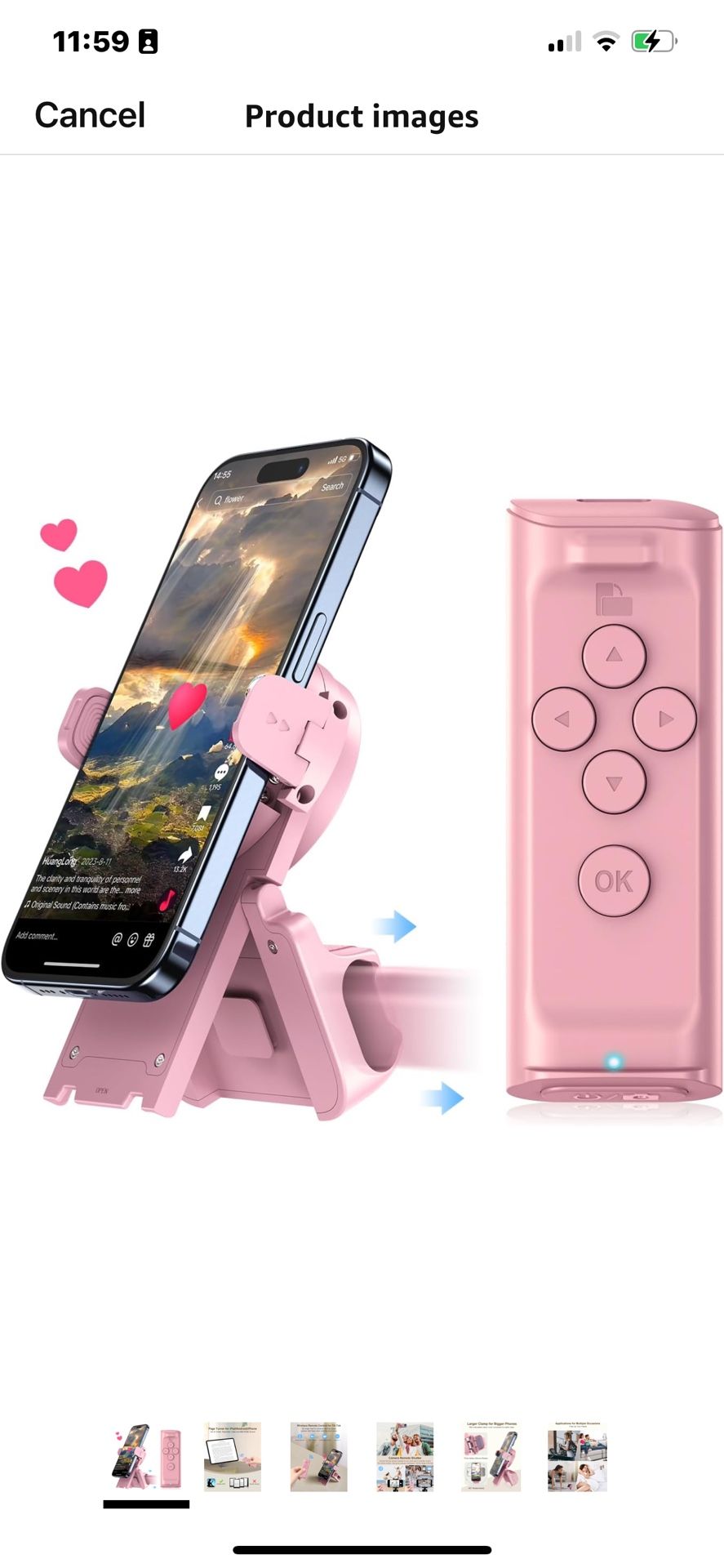 Remote Control Scrolling for TikTok, Page Turner for Kindle App, Bluetooth Camera Video Recording Remote, Bluetooth Remote with Magnetic Storage Phone