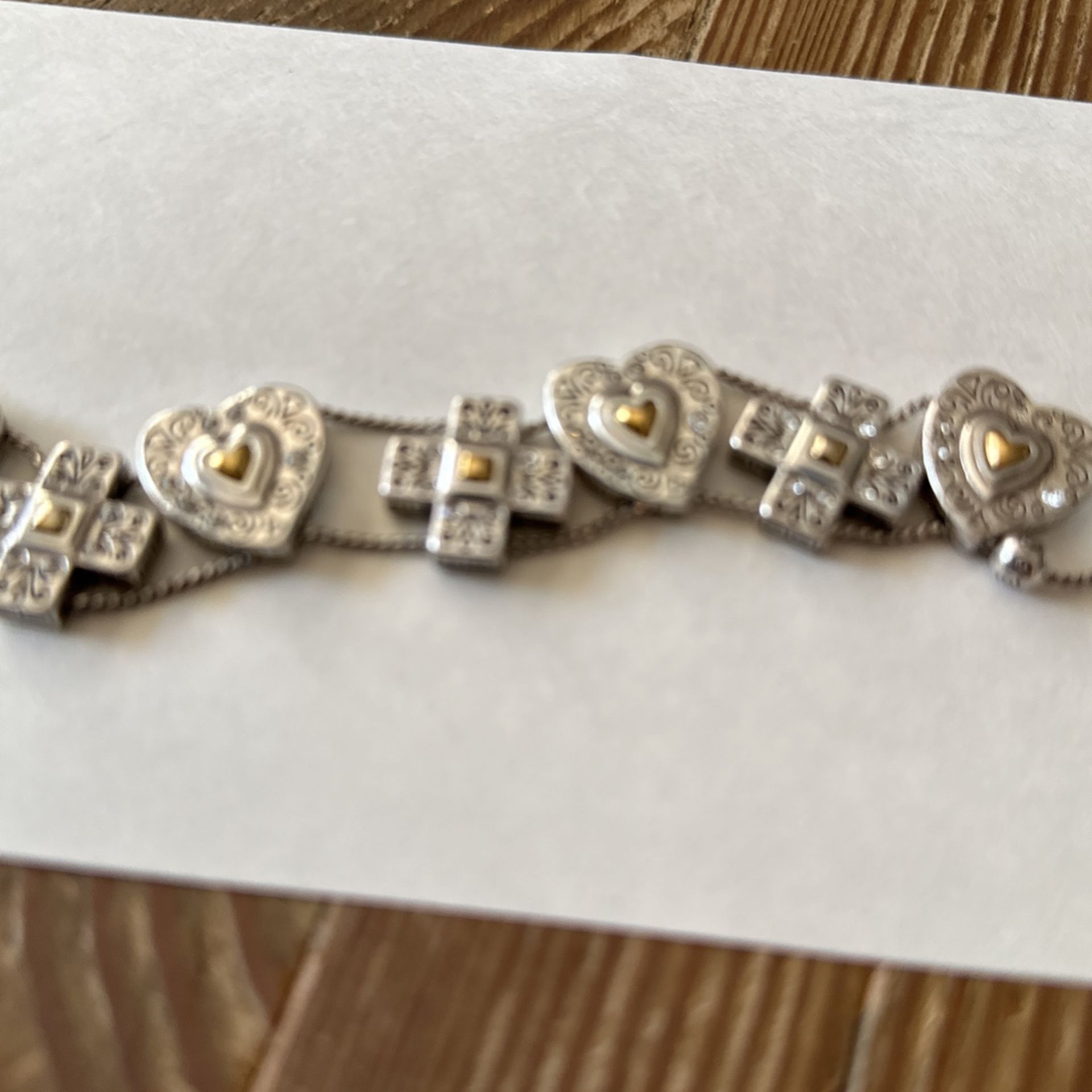 Brighton Hearts Crossing 2 Tone Cross Heart Bracelet