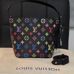 Louis Vuitton Monogram Multicolore Noir Bucket Bag with Pouch