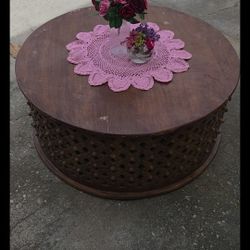 Vintage Circular Wooden Coffee Table