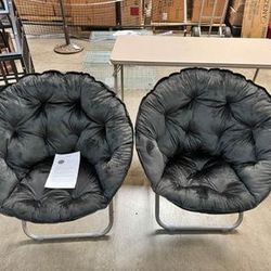 New Set of 2 Faux Fur Saucer/Lounge Chair,Portable Folding Soft Moon Chair Set Of 2 