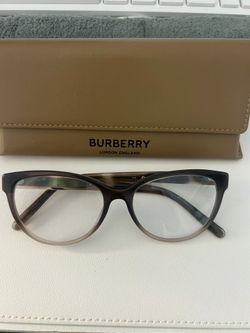 Burberry Brown Round Acetate Glasses with Signature Check Temples