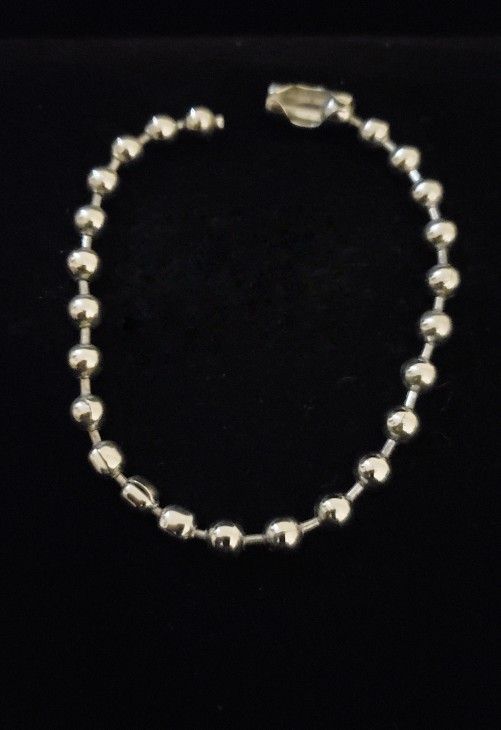7.5" x 7.5mm 316L Stainless Steel Large Bead Chain Punk Biker Bracelet, NEW!