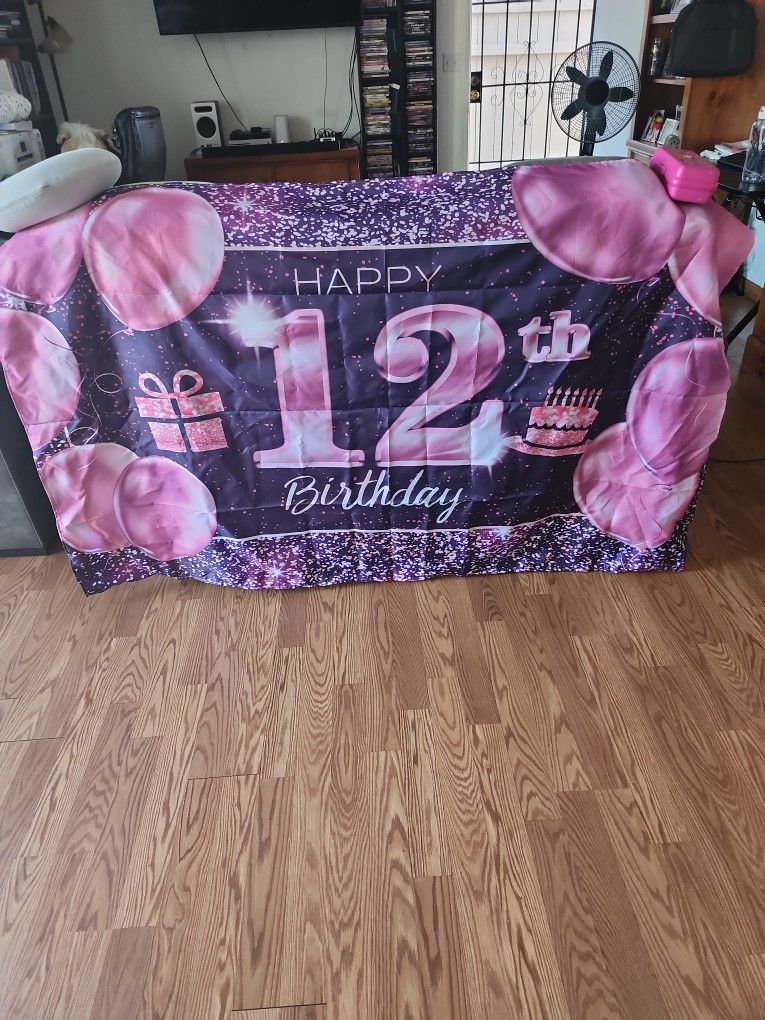 68"×46" 12th Birthday Banner