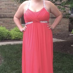 Coral Prom Dress Size 13