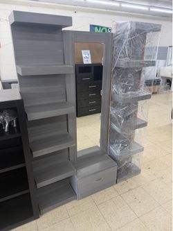 New Grey Shelves With Mirror