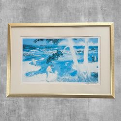 LeRoy Neiman 1992 AT&T Pebble Beach National Pro-Am Golf Poster Framed 18th Hole