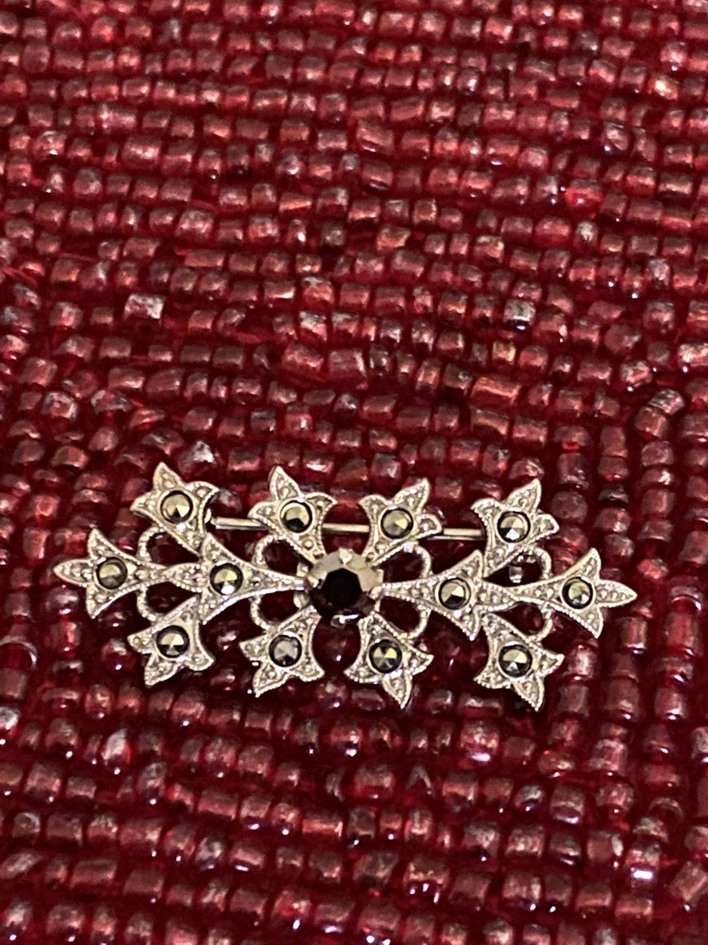 Sterling Silver And Marcasite Pin