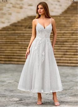 Azazie Clementinia White Corset Dress